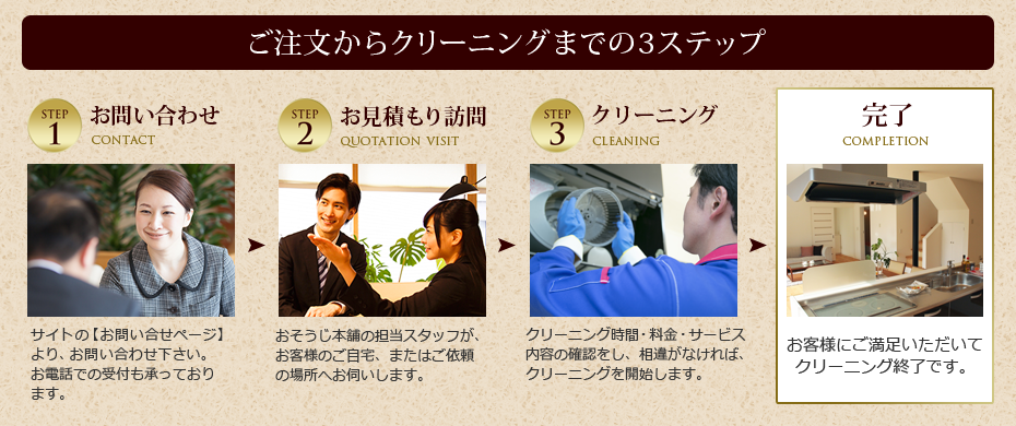ご注文からクリーニングまでの3ステップ ご注文からクリーニングまでの3ステップ