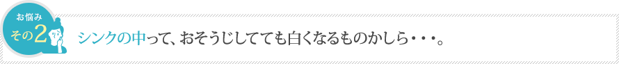 シンクの中って、おそうじしてても白くなるものかしら・・・。 シンクの中って、おそうじしてても白くなるものかしら・・・。