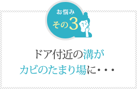 ドア付近の溝がカビのたまり場に・・・ ドア付近の溝がカビのたまり場に・・・